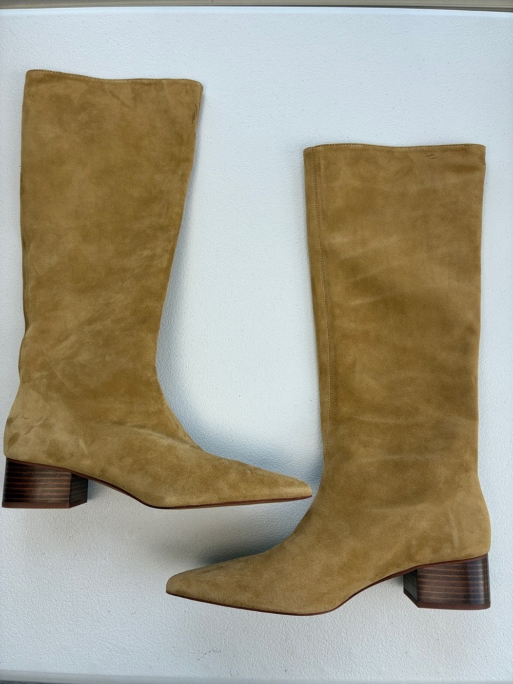 Silent D Kaias Knee High Boots Suede Tan Pointed Toe Western Boho 9.5 - Picture 3 of 13